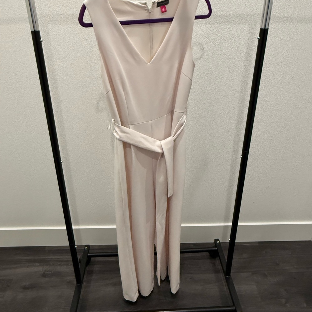Vince Camuto Cream Belted Jumpsuit